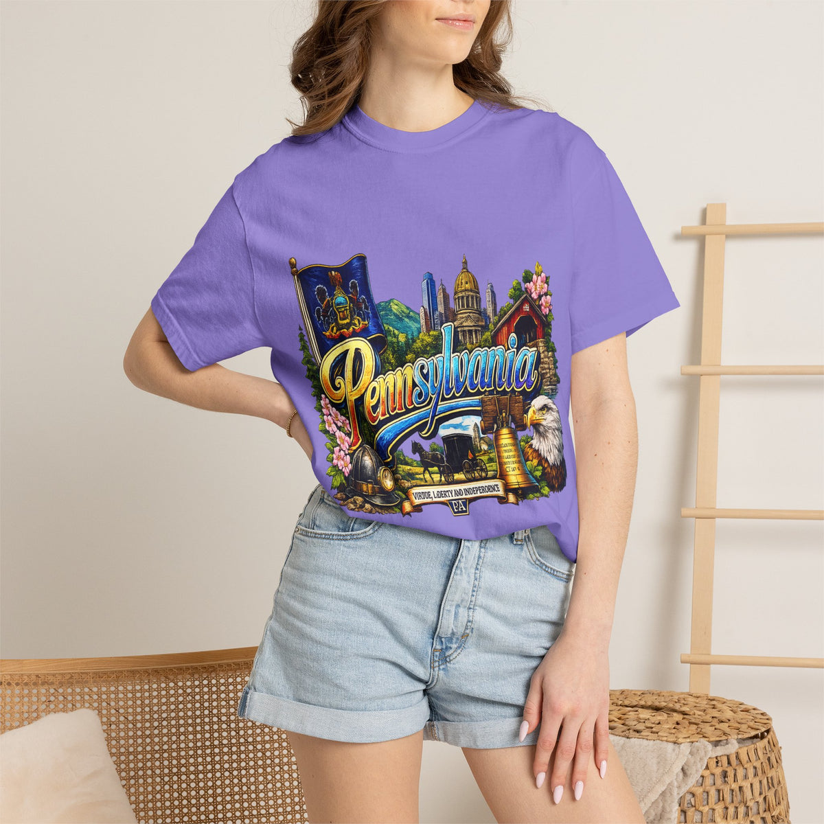 Pennsylvania Vintage Postcard T-Shirt | State Skyline Tee