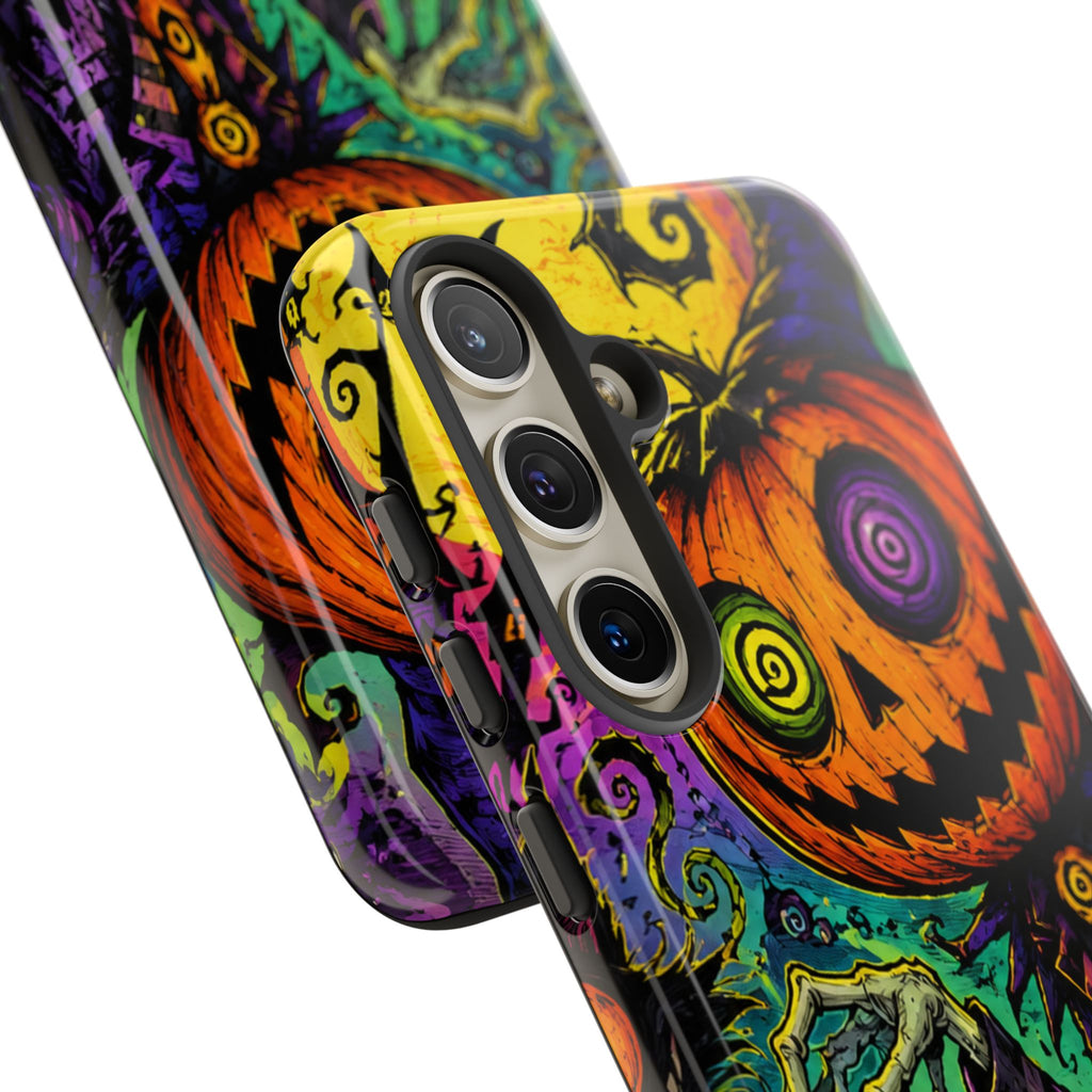 Halloween Pumpkin Skull Phone Case — Psychedelic Jack-o'-Lantern Tough Case