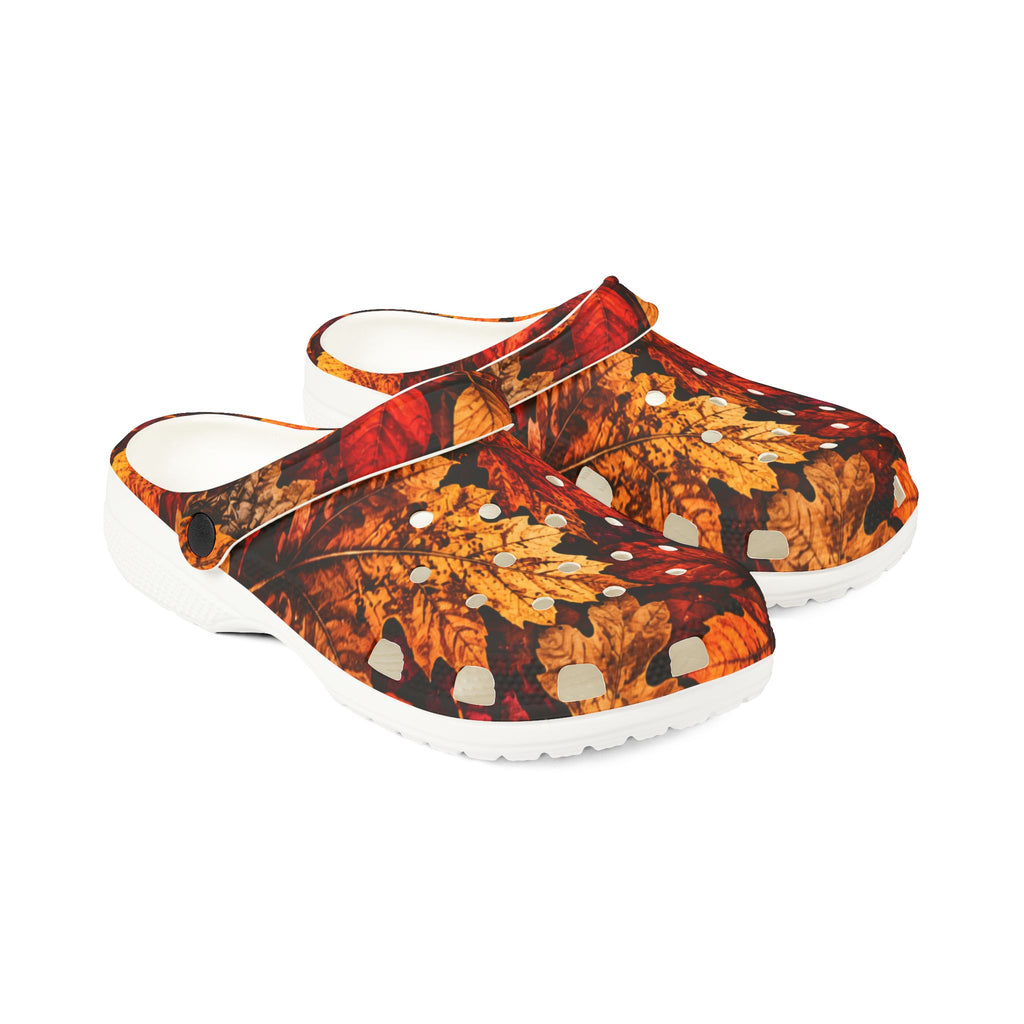 Autumn Leaves Foam Clogs — Fall Leaf Printed EVA Slip-On Shoes