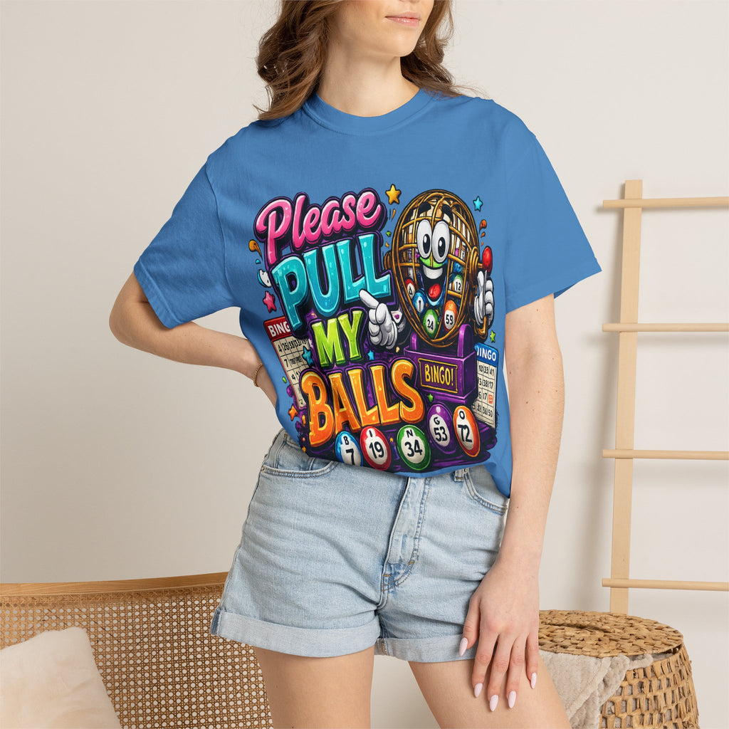 Please Pull My Balls bingo T-Shirt | Funny Lottery Ball Cartoon