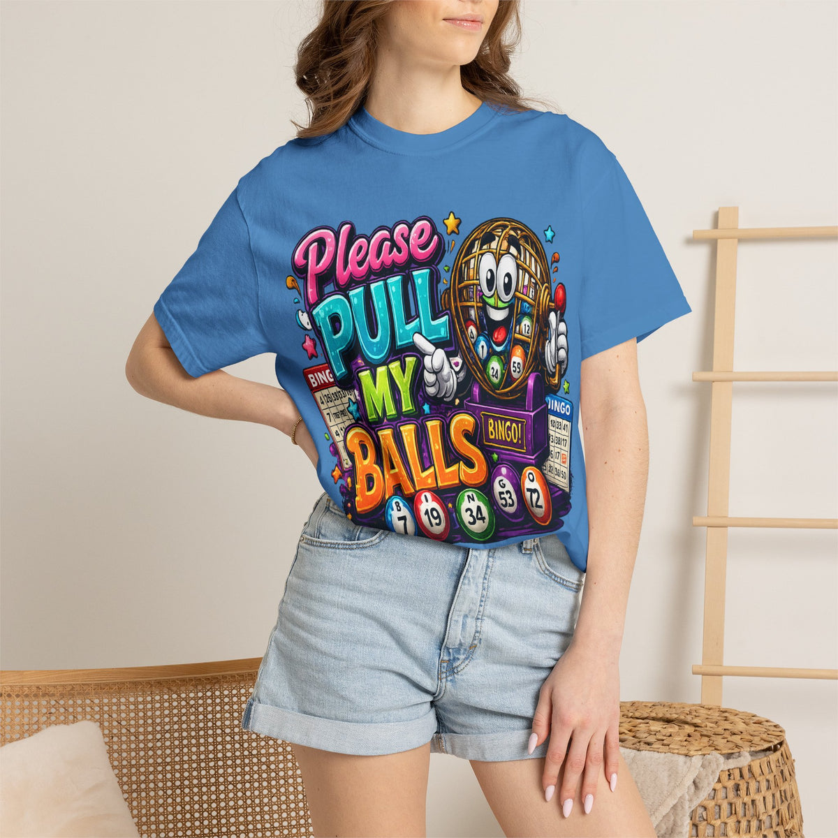 Please Pull My Balls bingo T-Shirt | Funny Lottery Ball Cartoon