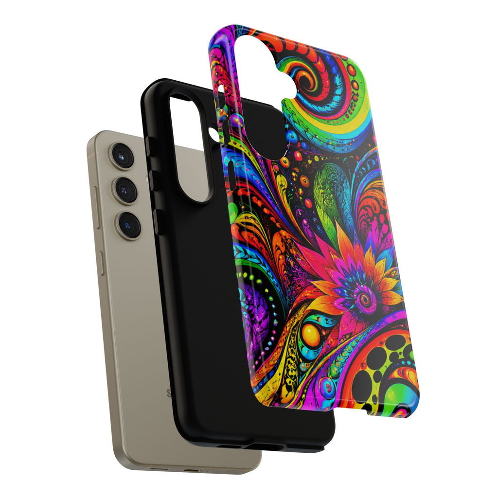 Psychedelic Floral Phone Case — Vibrant Swirl Tough Protective Cover