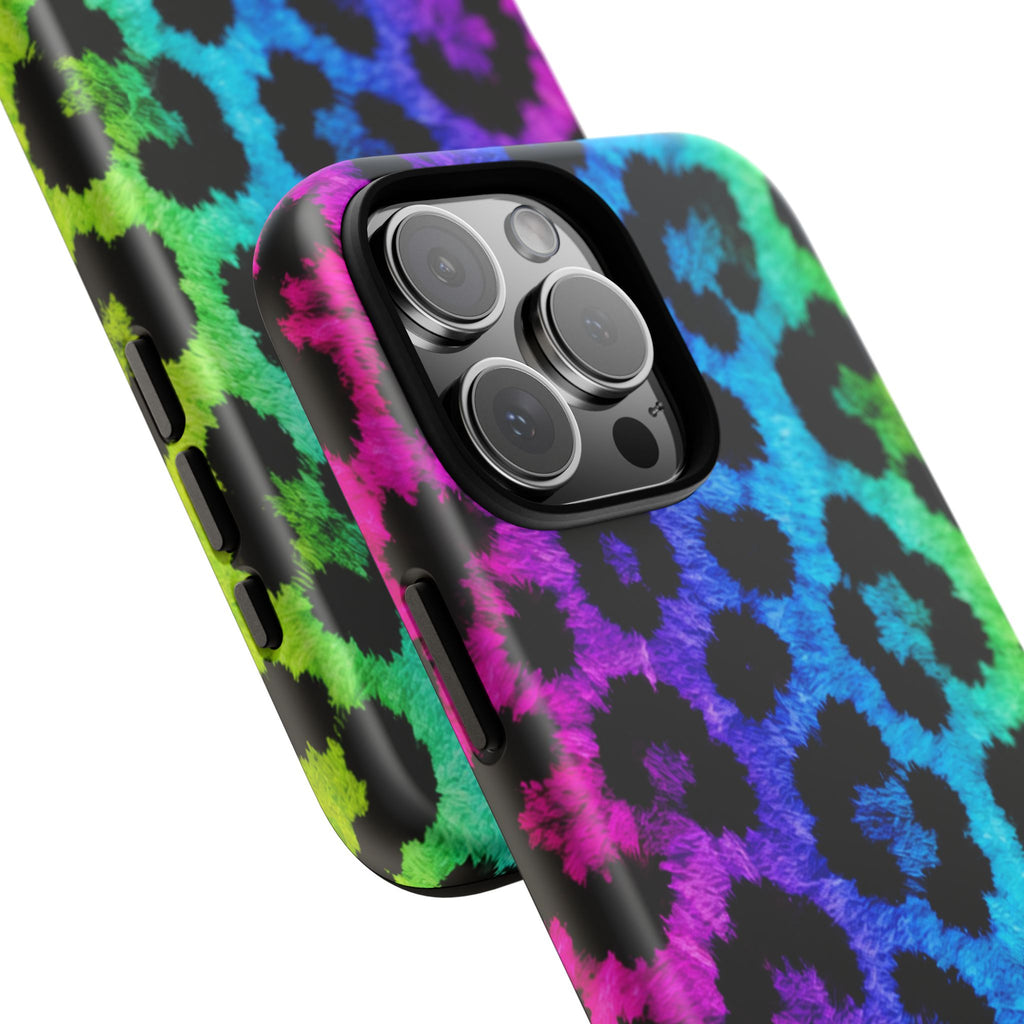 Neon Rainbow Leopard Tough Case – Colorful Animal Print Phone Cover