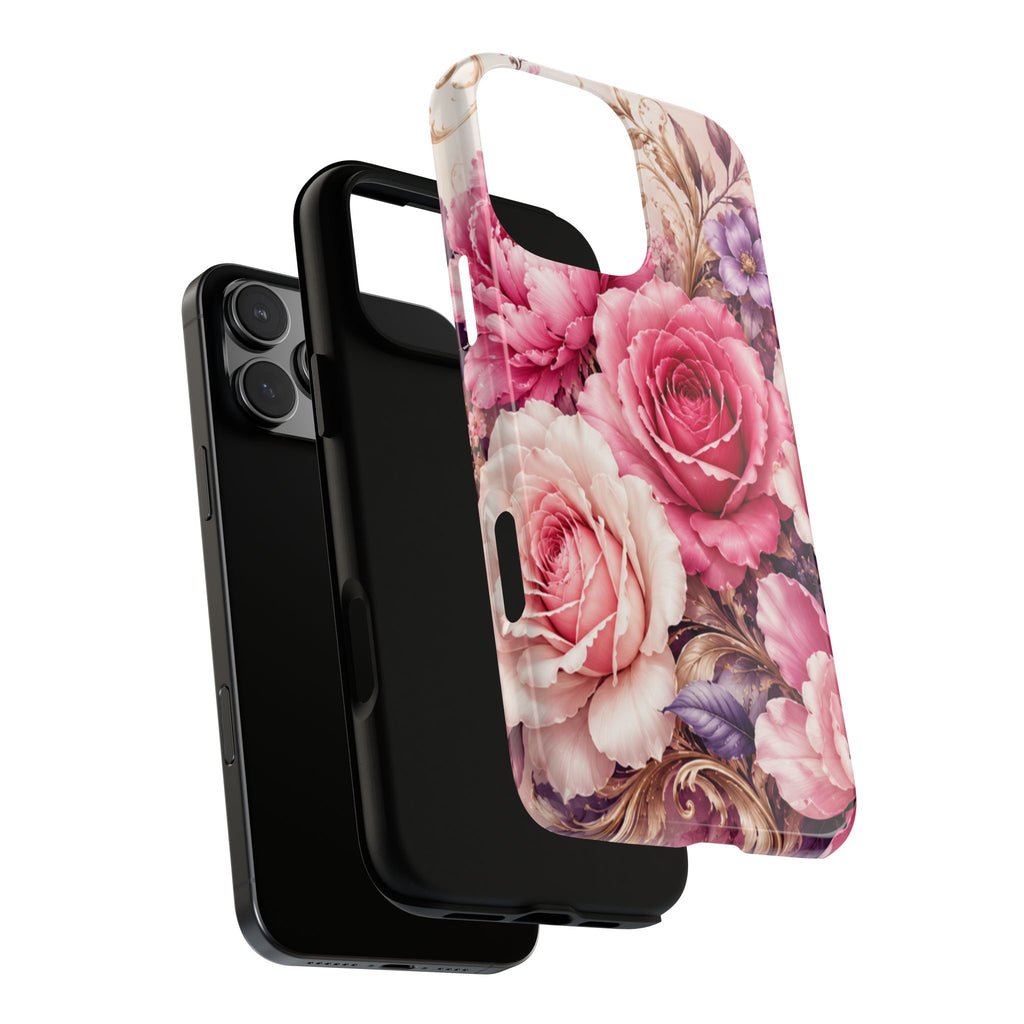Pink Vintage Roses phone case | floral iPhone cover