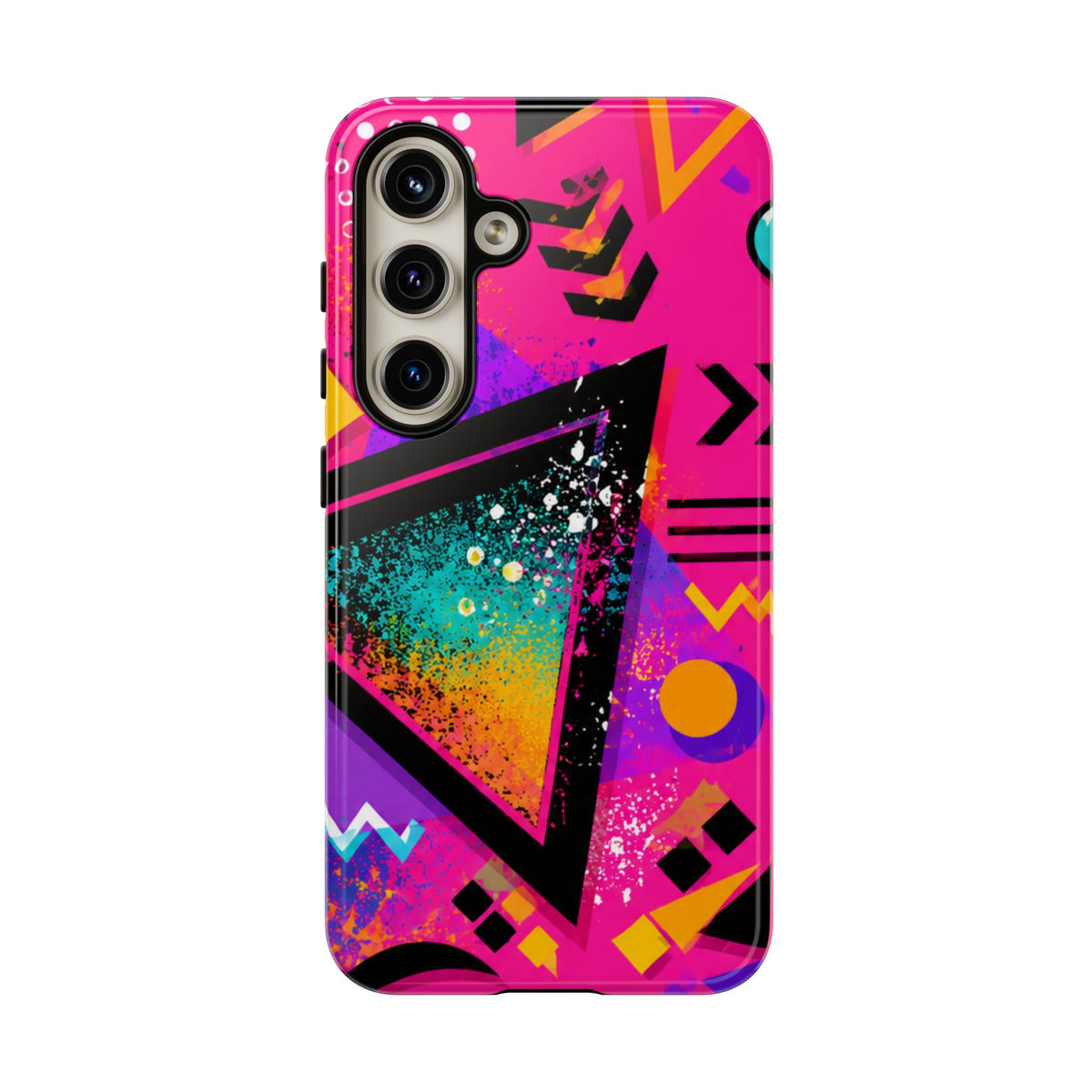 Retro 80s Geometric Phone Case — Neon Triangle Tough Case