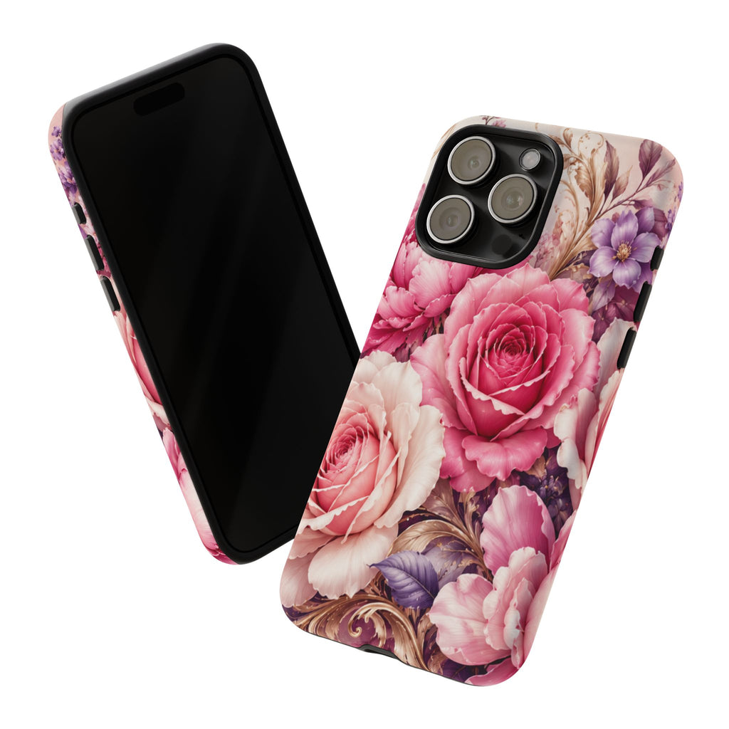 Pink Vintage Roses phone case | floral iPhone cover