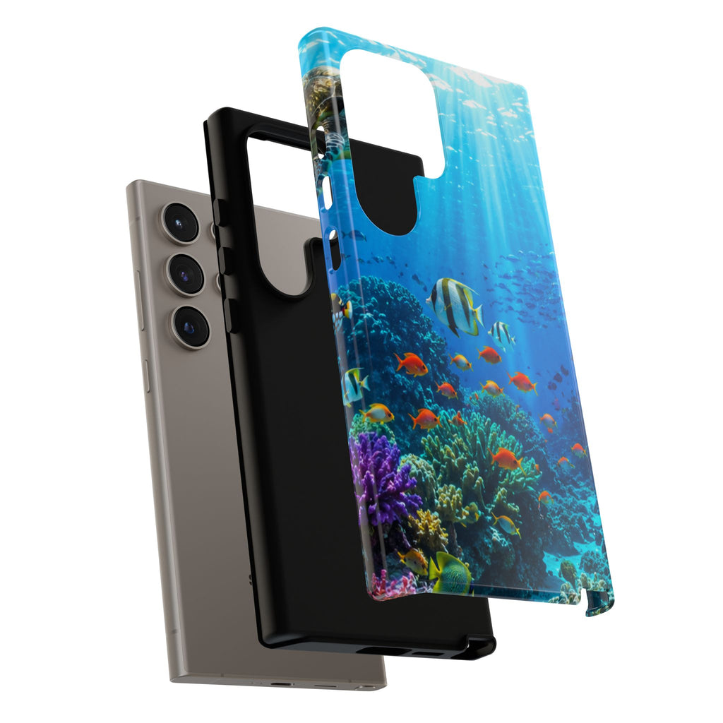 Underwater Ocean Life Tough Phone Case — Coral Reef & Sea Turtle Protective Cover