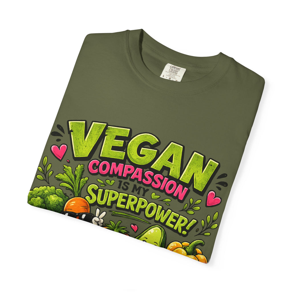 Vegan Compassion Is My Superpower T-shirt | Cute Veggie Characters