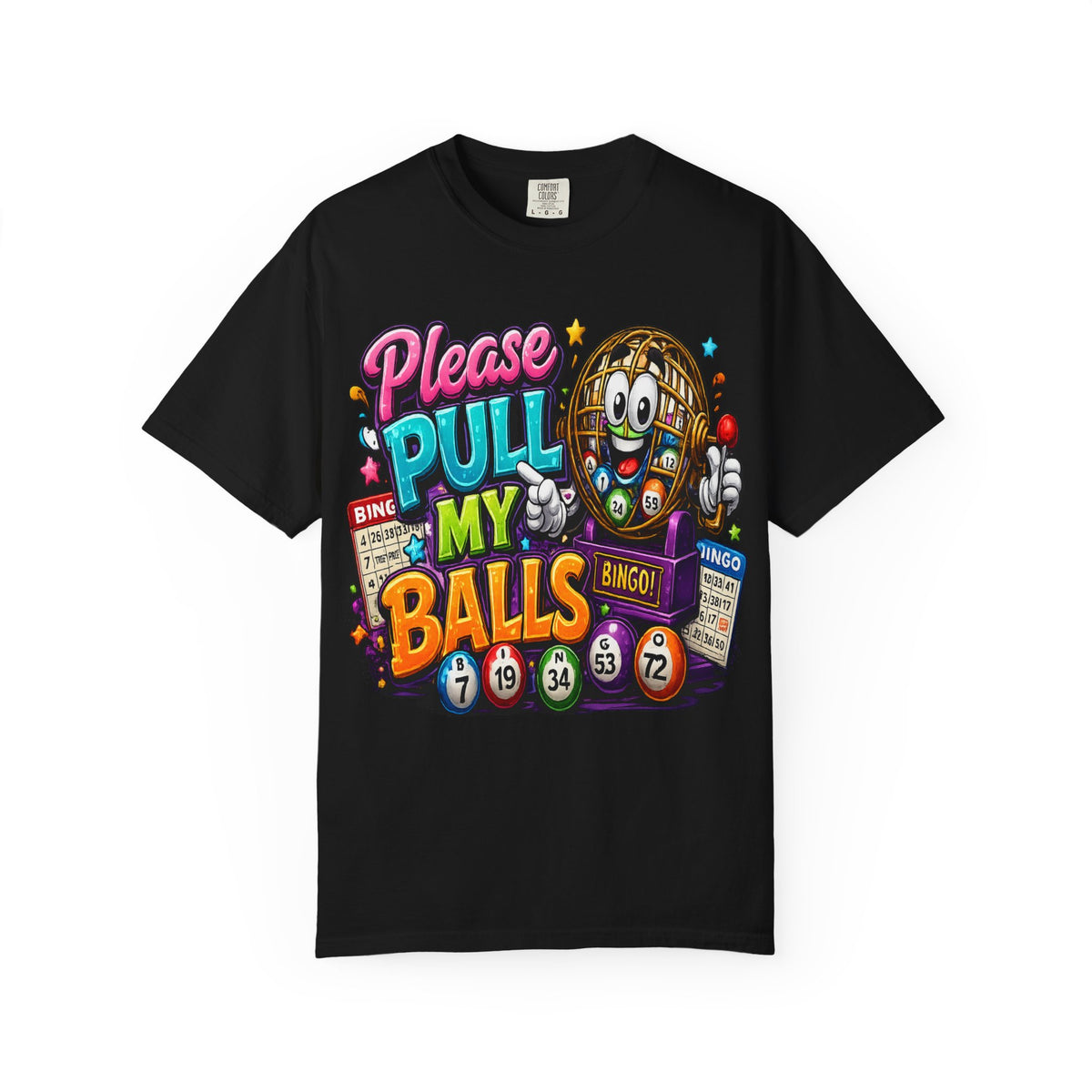 Please Pull My Balls bingo T-Shirt | Funny Lottery Ball Cartoon