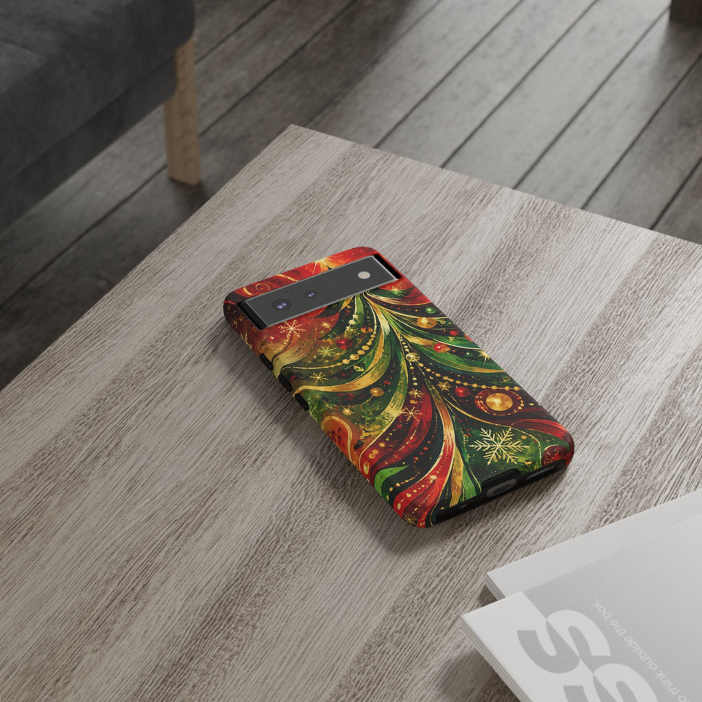 Christmas Tree Tough Phone Case — Festive Red & Green Holiday Phone Cover