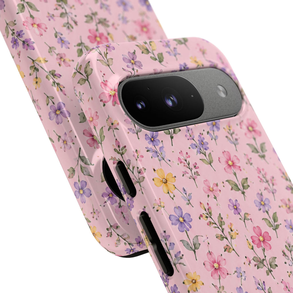 Floral Pink Tough Phone Case — Pastel Wildflower Protective Case