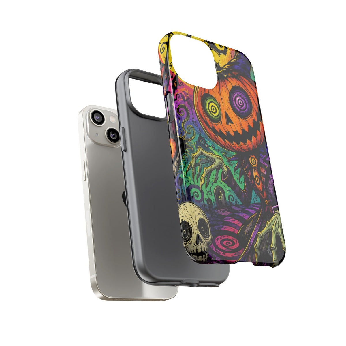 Halloween Pumpkin Skull Phone Case — Psychedelic Jack-o'-Lantern Tough Case