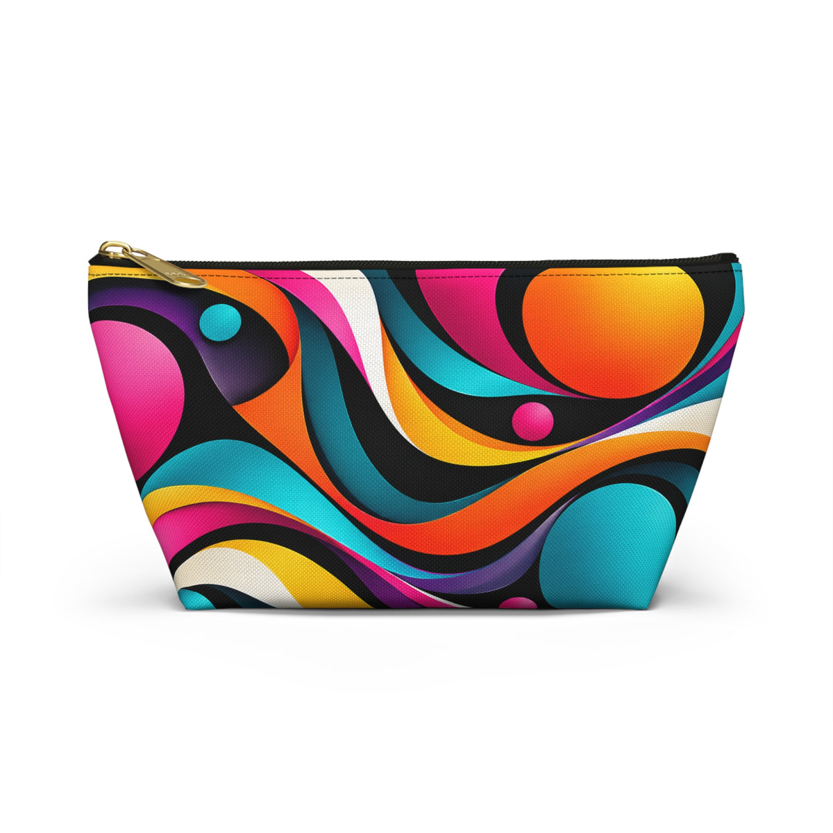 Retro Wave Accessory Pouch — Colorful Abstract Makeup Bag