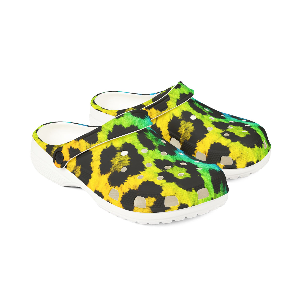 Neon Leopard EVA Foam Clogs — Lightweight Slip-On Garden Shoes