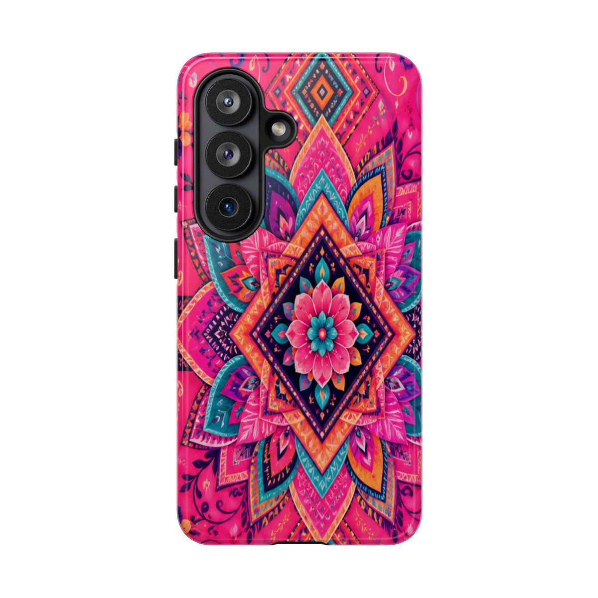 Floral Mandala Tough Phone Case — Pink Boho Protective Cover
