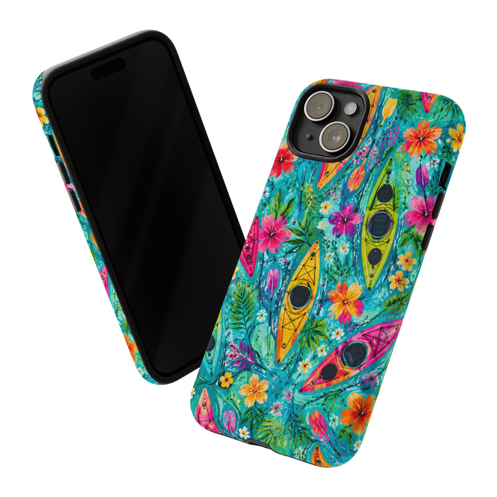 Tropical Kayak Phone Case – Colorful Floral Waterproof Pattern
