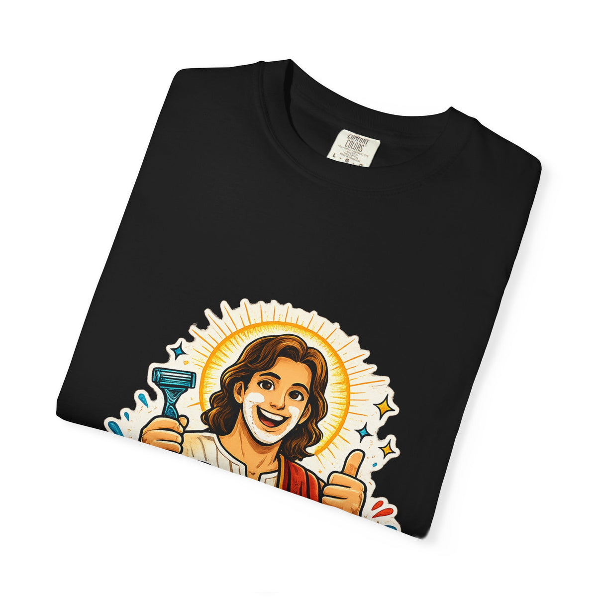 Jesus Shaves T-shirt | Retro Jesus Illustration, Shaving Theme