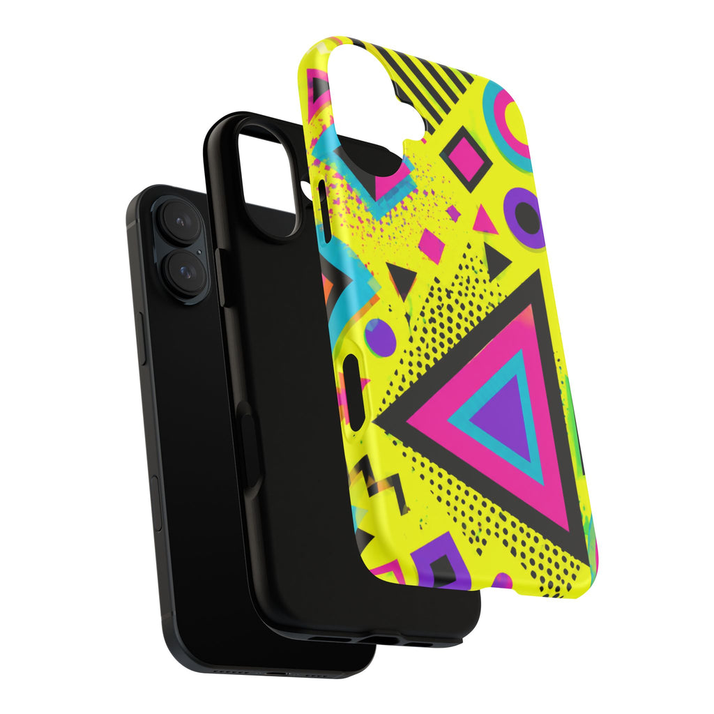 Retro 80s Geometric Phone Case — Neon Memphis Triangle Design