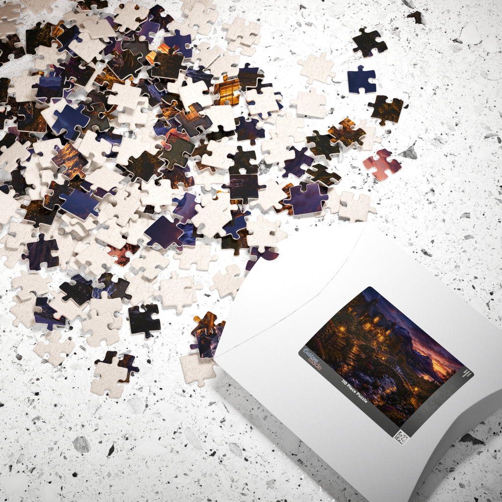 Twilight Lakeside Cottage Puzzle — Scenic 110/252/520/1014-Piece Jigsaw
