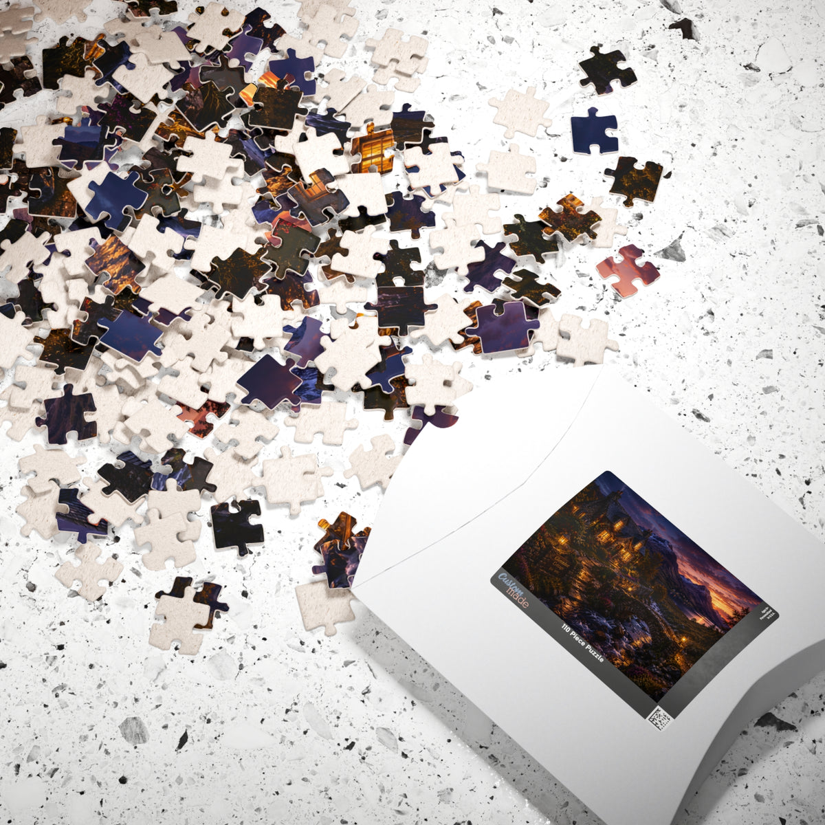Twilight Lakeside Cottage Puzzle — Scenic 110/252/520/1014-Piece Jigsaw