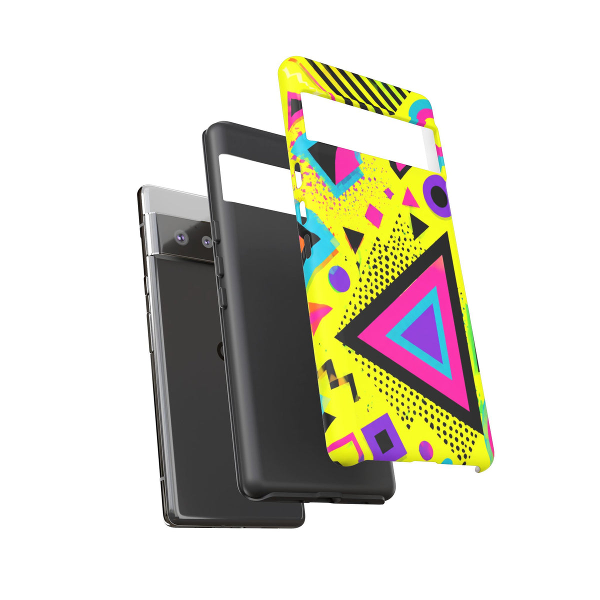 Retro 80s Geometric Phone Case — Neon Memphis Triangle Design