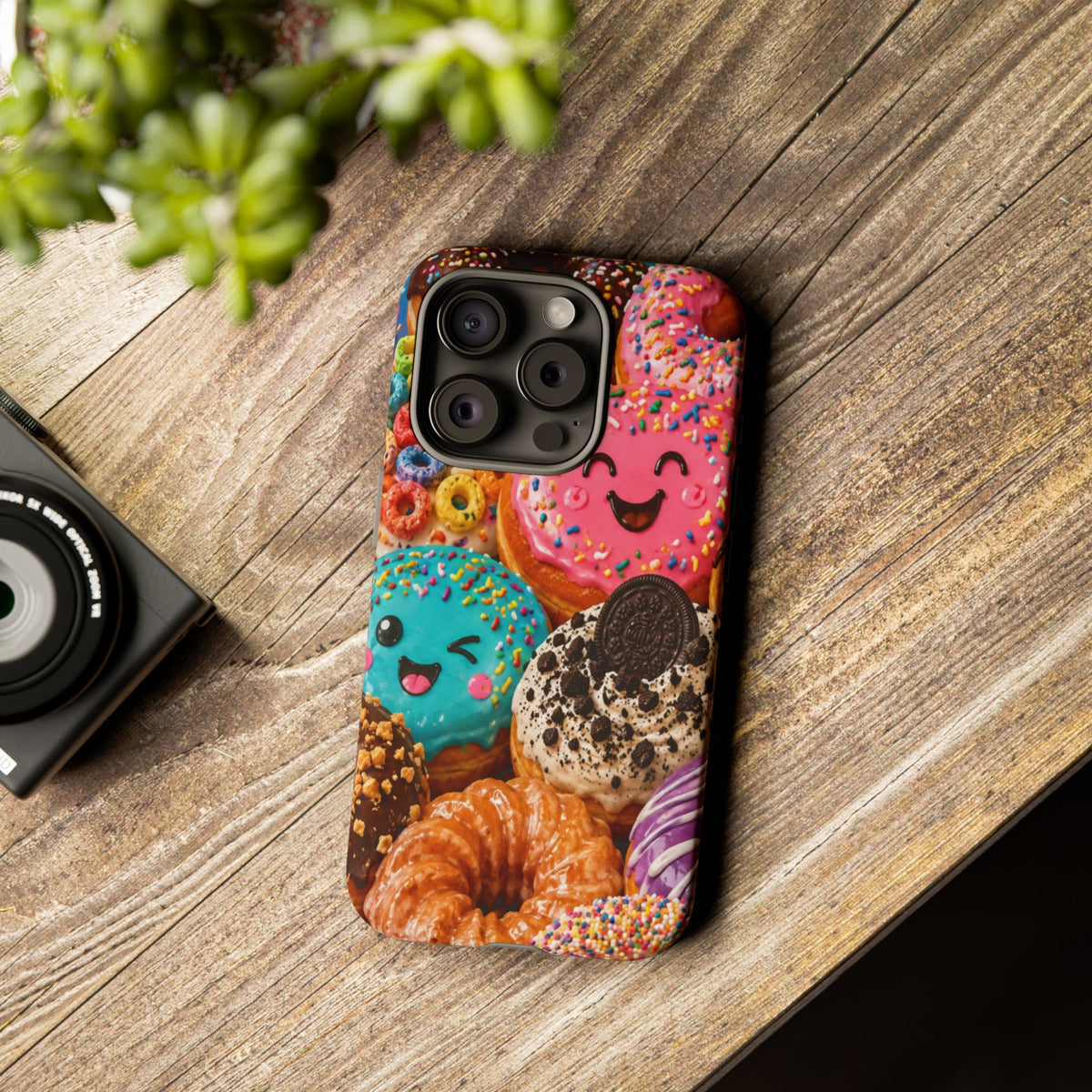 Donut Smile Tough Phone Case — Cute Colorful Desserts Protective Cover