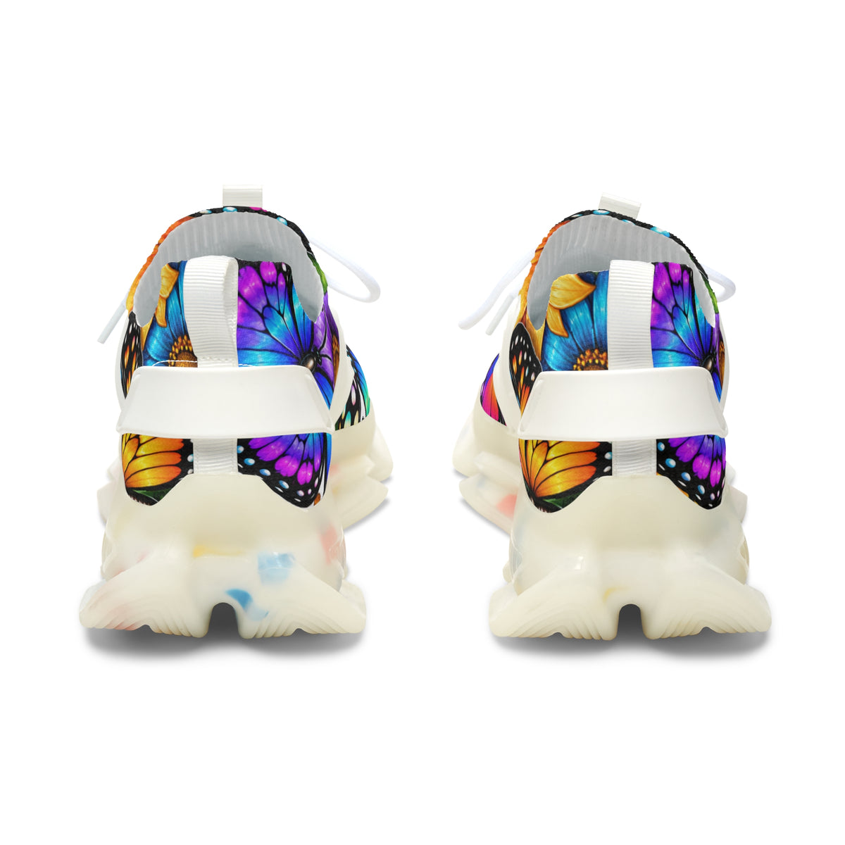 Mesh Sneakers — Colorful Butterfly Floral Athletic Shoes for Women