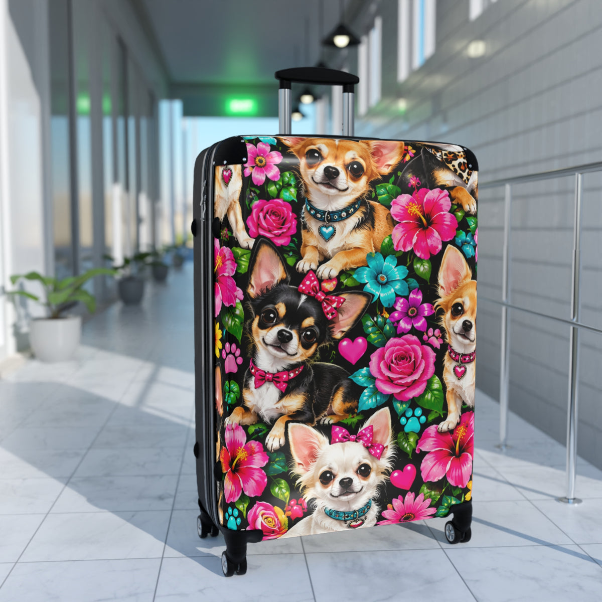 Chihuahua Floral Suitcase – Cute Dog Print Carry-On Luggage