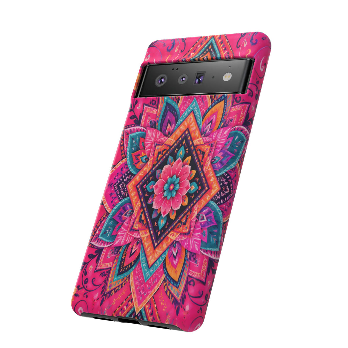 Floral Mandala Tough Phone Case — Pink Boho Protective Cover