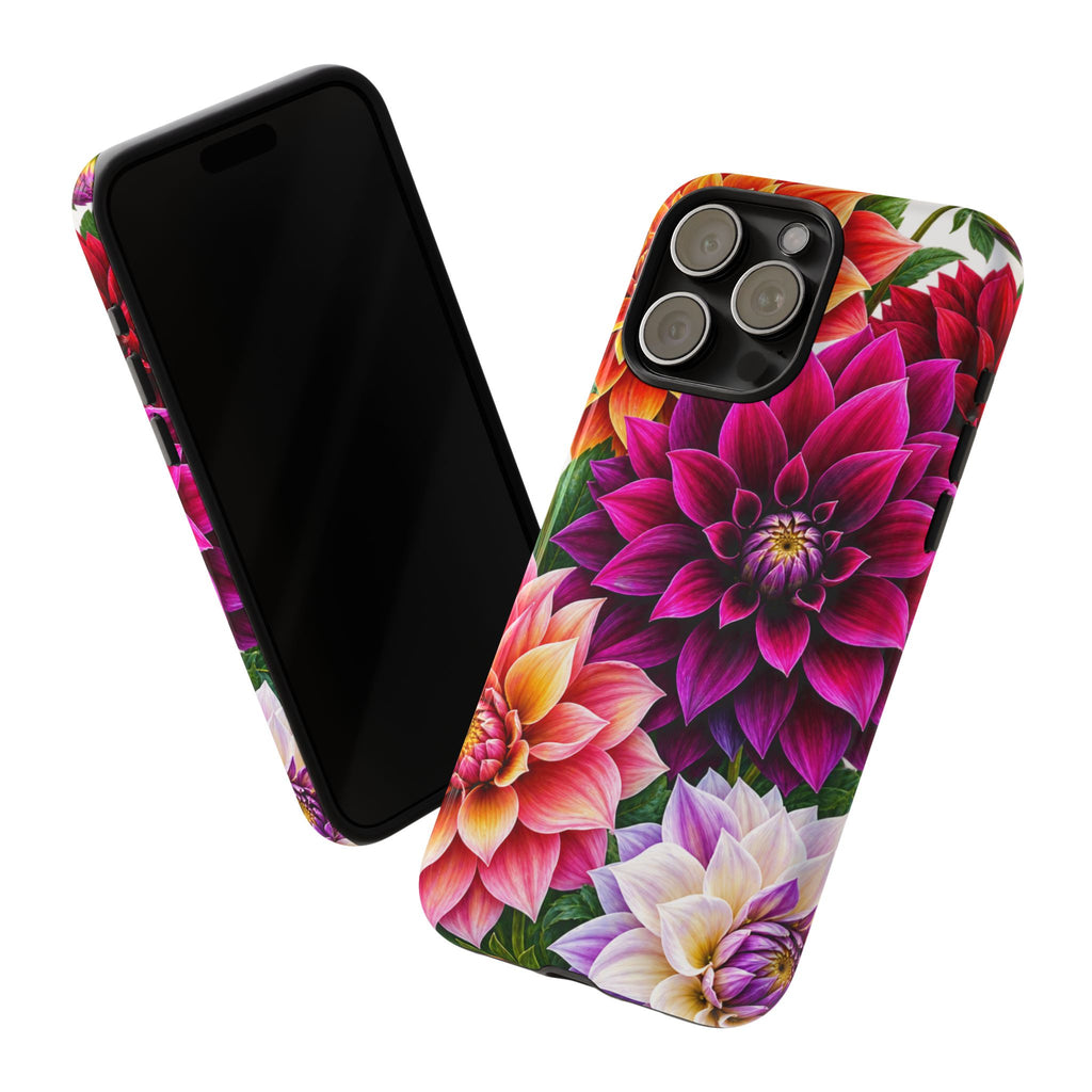 Floral Dahlia Tough Phone Case — Vibrant Protective Floral Phone Cover