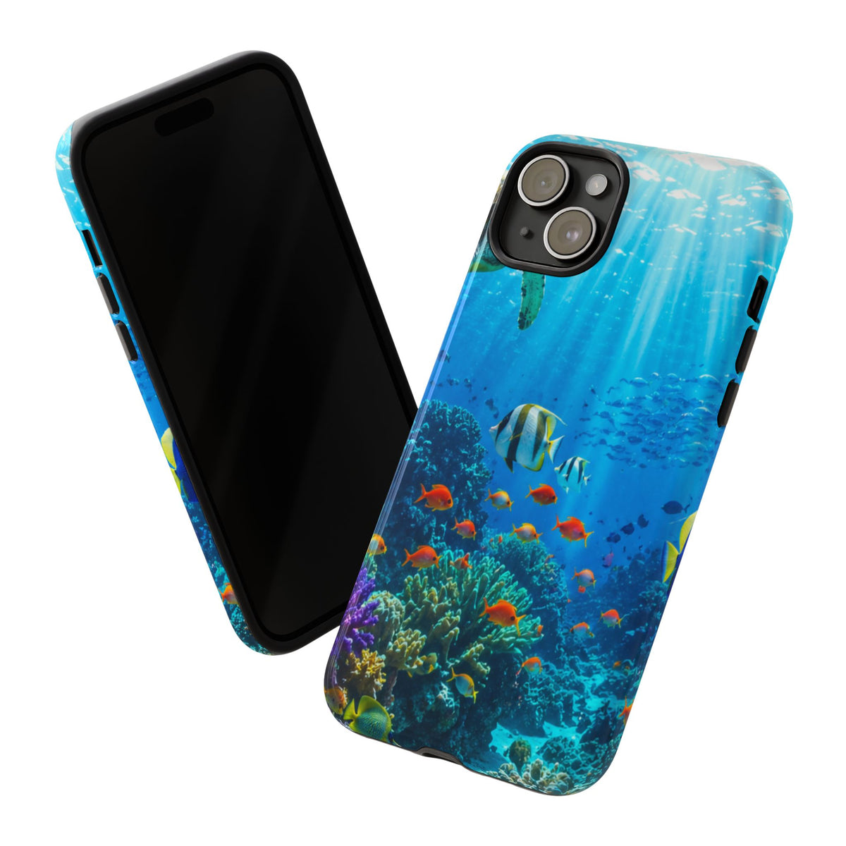Underwater Ocean Life Tough Phone Case — Coral Reef & Sea Turtle Protective Cover