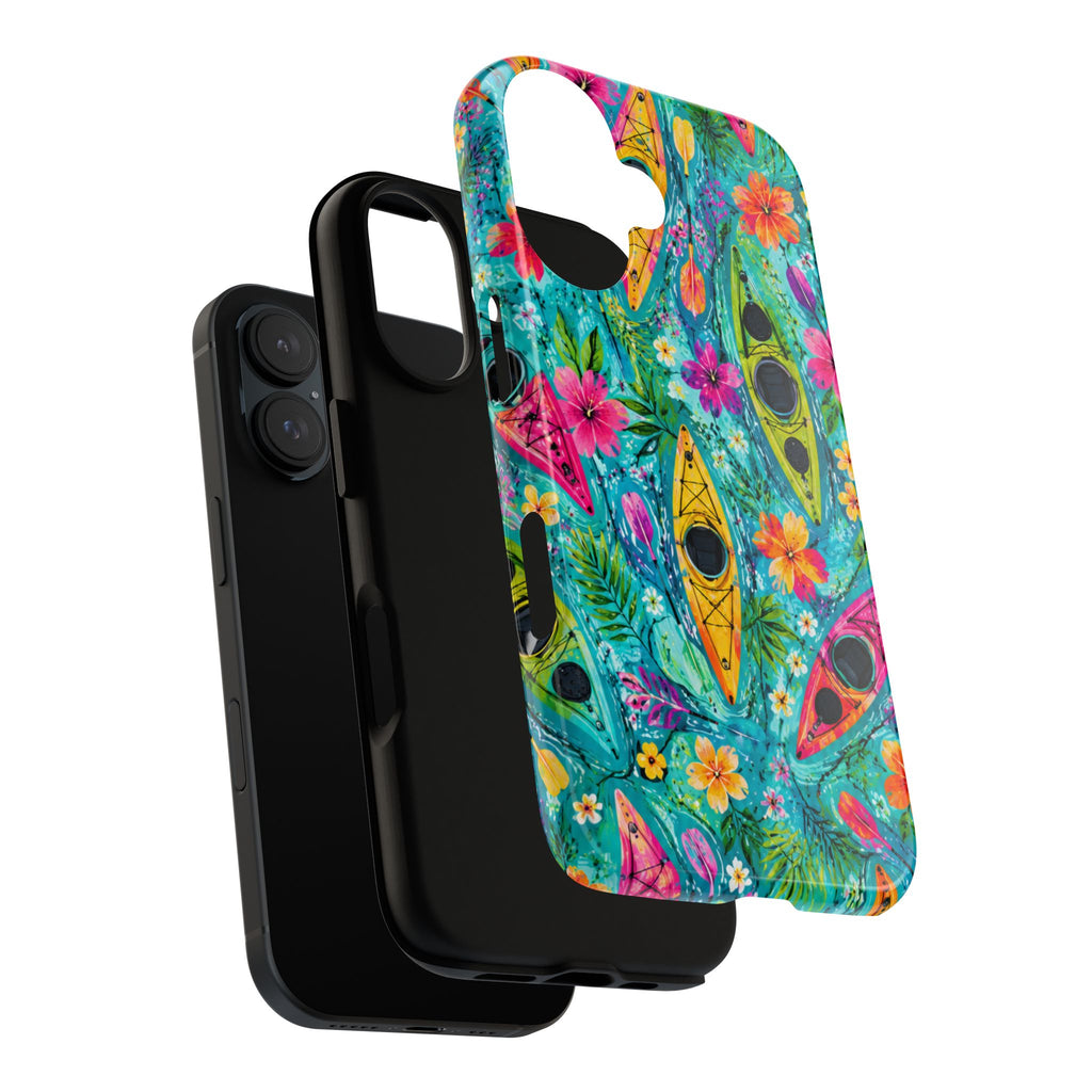 Tropical Kayak Phone Case – Colorful Floral Waterproof Pattern