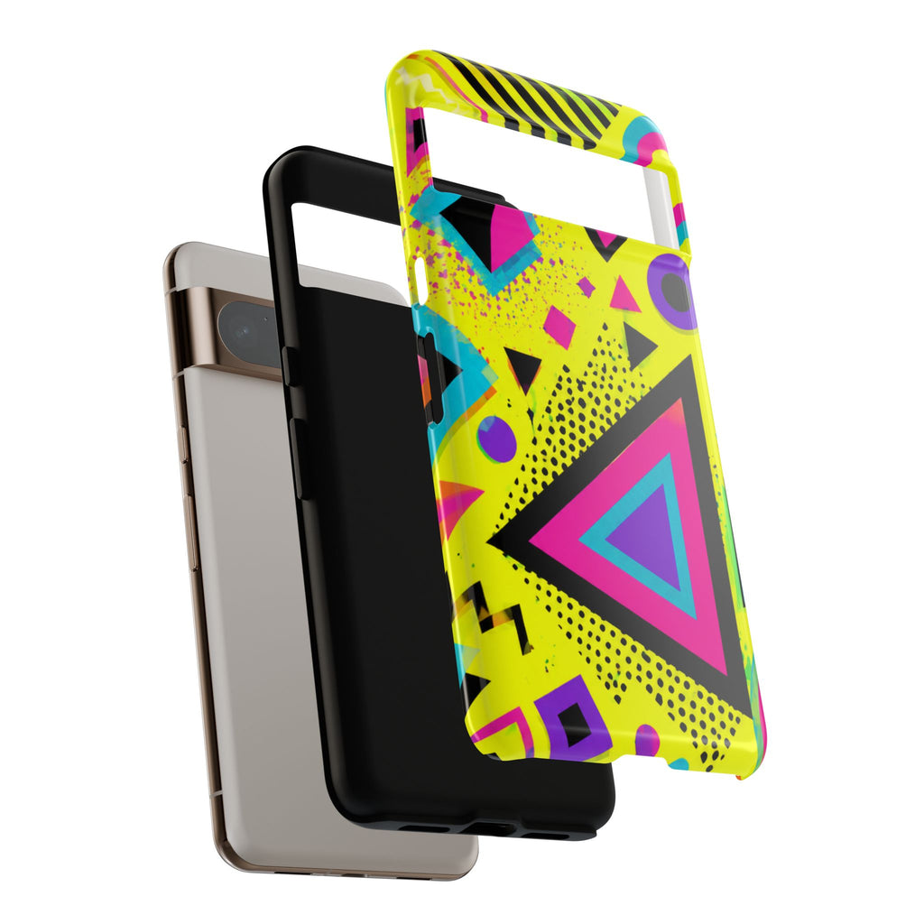 Retro 80s Geometric Phone Case — Neon Memphis Triangle Design