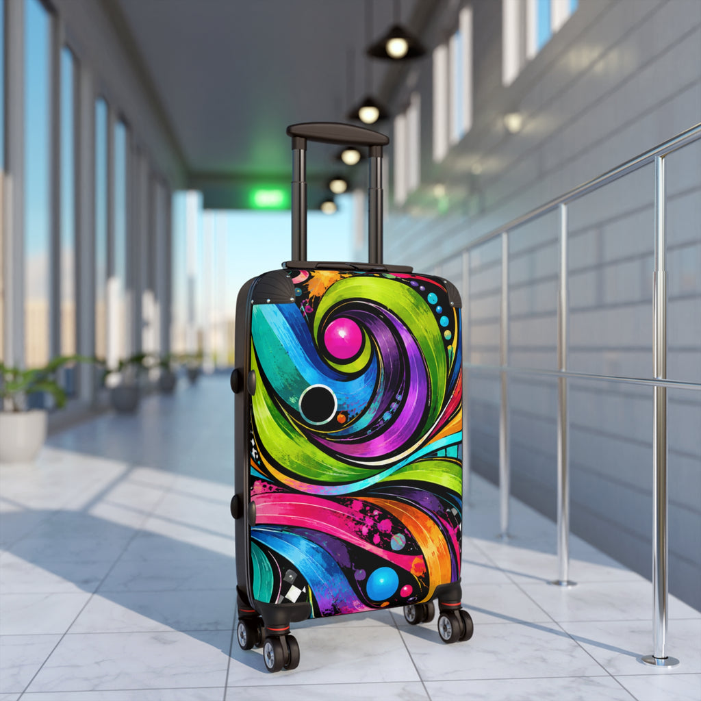 Colorful Swirl Carry-On Suitcase — Vibrant Abstract Travel Luggage