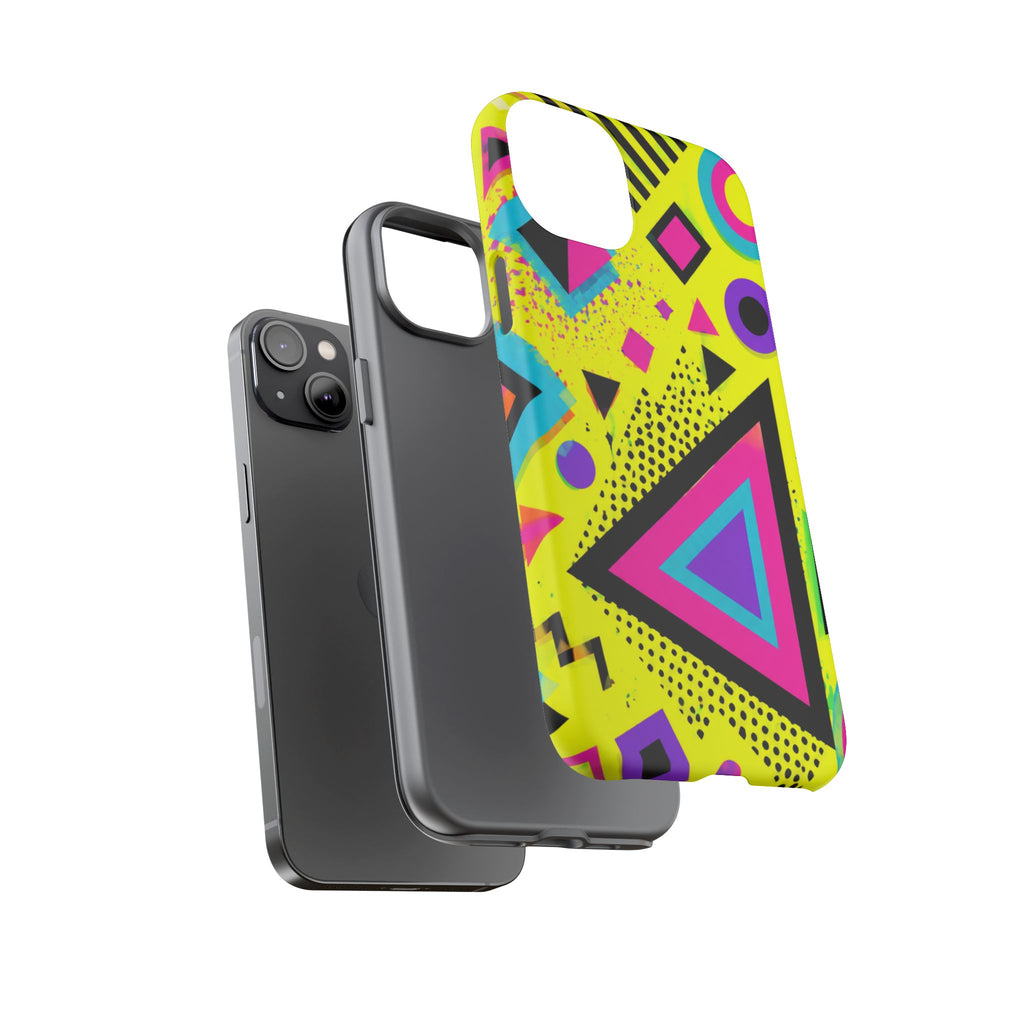 Retro 80s Geometric Phone Case — Neon Memphis Triangle Design