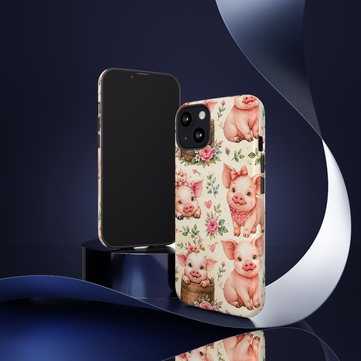 Cute Pink Piglet Phone Case — Vintage Floral Farm Animal iPhone Cover