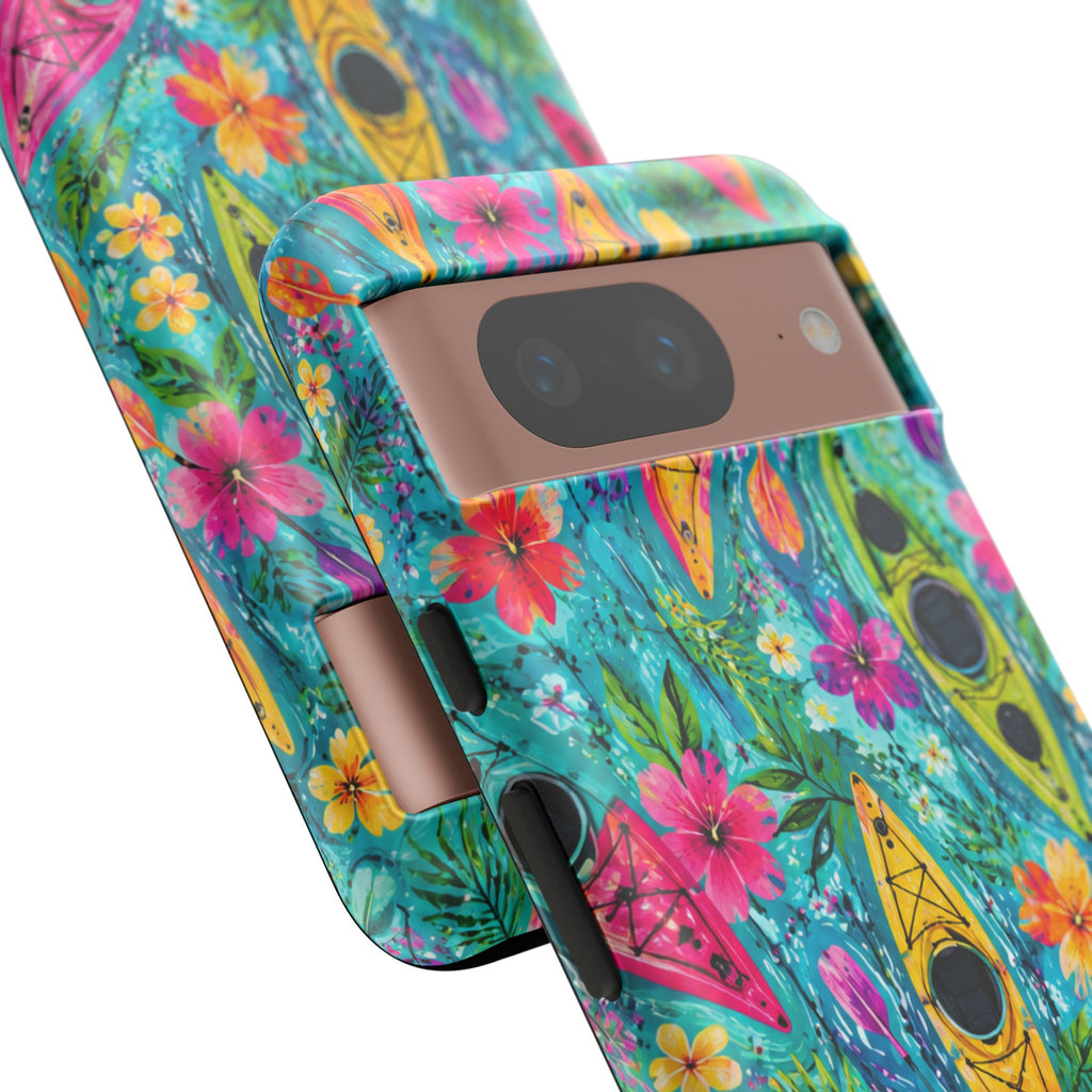 Tropical Kayak Phone Case – Colorful Floral Waterproof Pattern