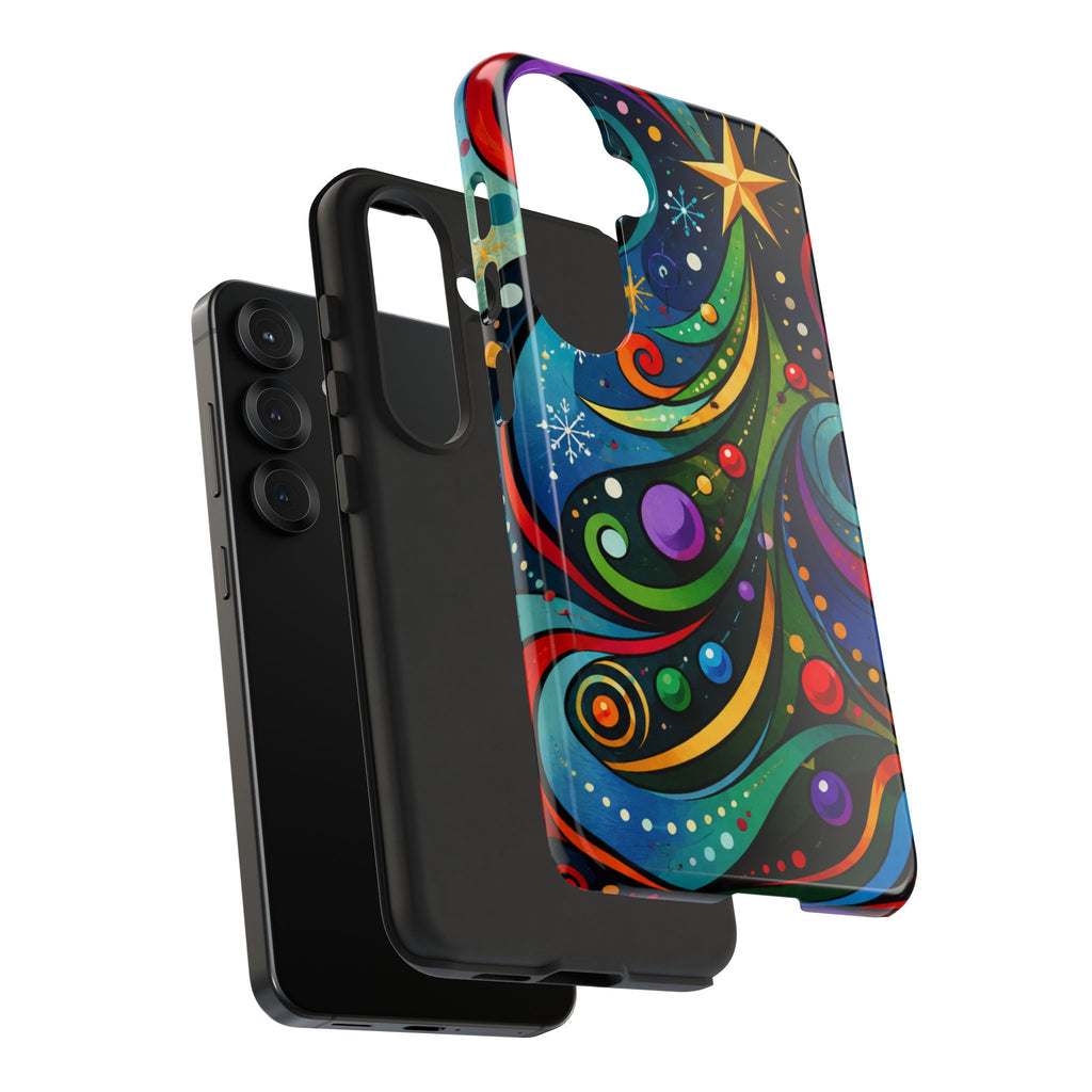 Colorful Swirl Christmas Tree Tough Phone Case