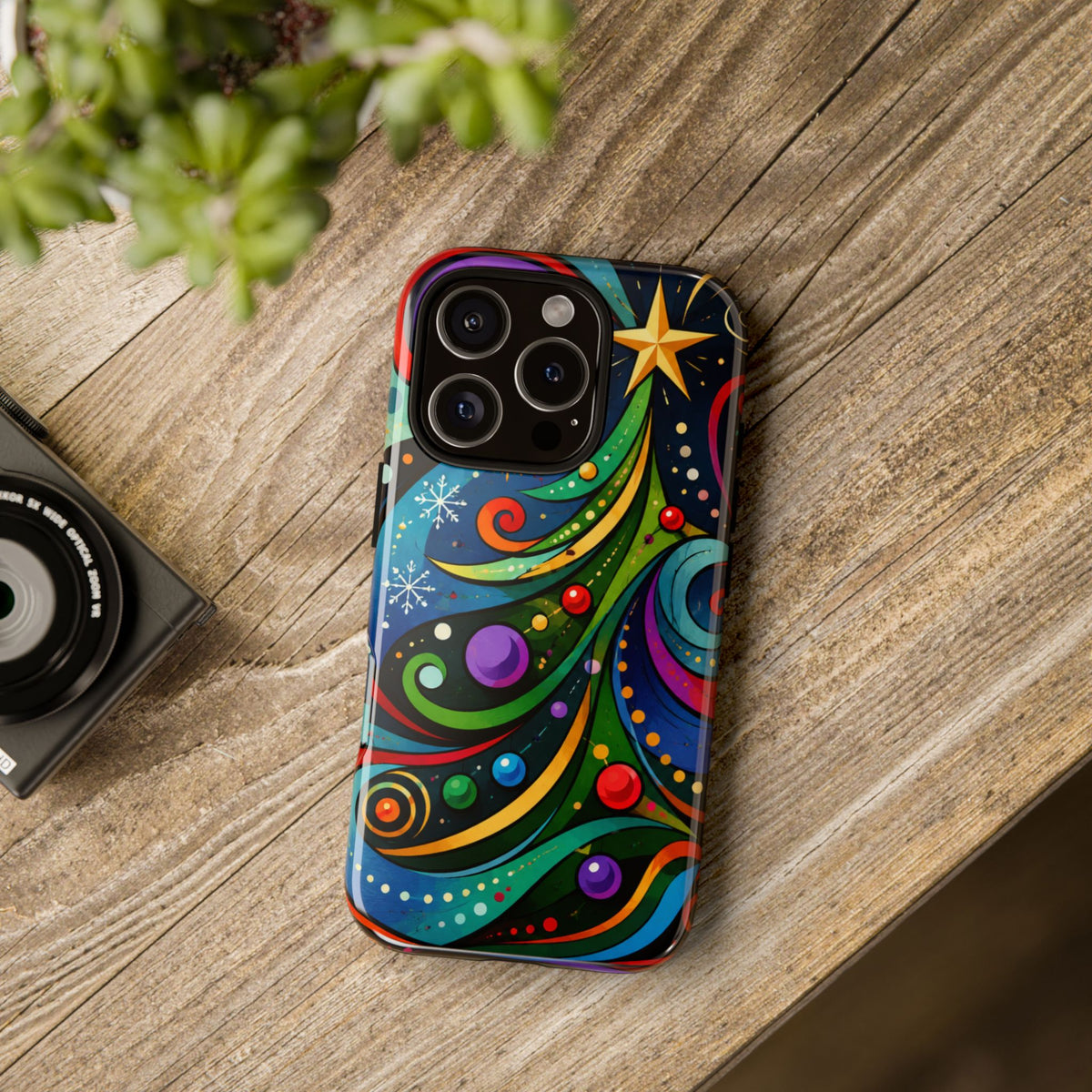 Colorful Swirl Christmas Tree Tough Phone Case
