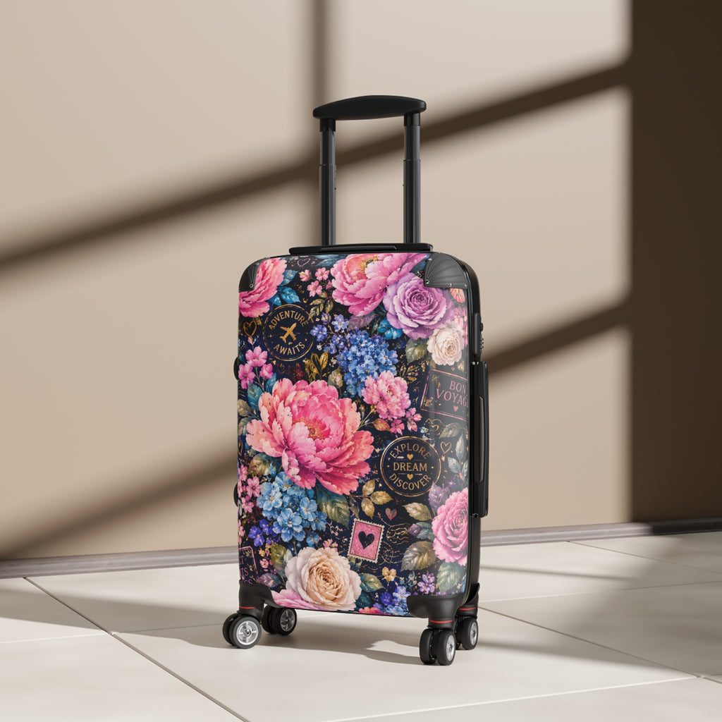 Floral Passport Dream Suitcase — Vintage Rose Carry-On Luggage