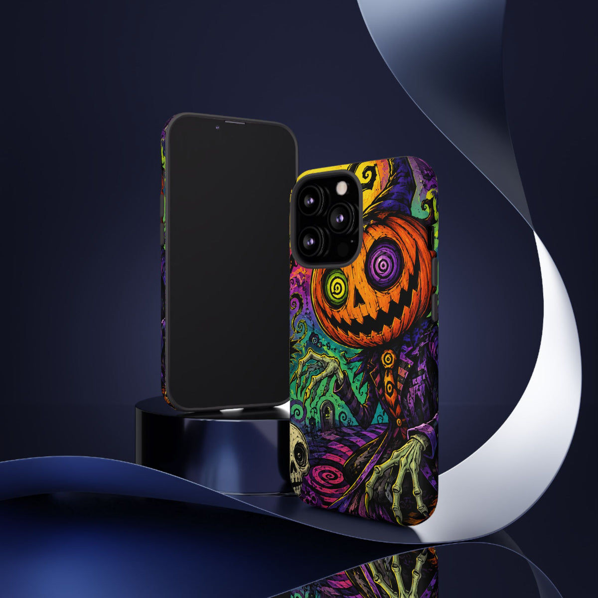 Halloween Pumpkin Skull Phone Case — Psychedelic Jack-o'-Lantern Tough Case