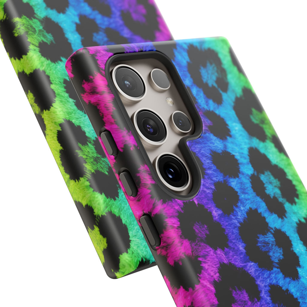 Neon Rainbow Leopard Tough Case – Colorful Animal Print Phone Cover