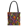 Halloween Swirl Tote Bag — Spooky Jack-o'-Lantern & Eyeball Allover Print