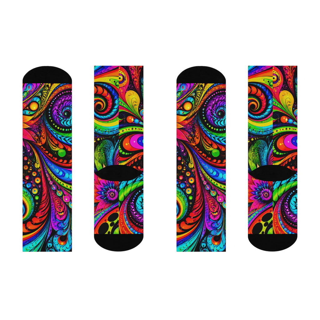 Psychedelic Swirl Crew Socks — Colorful Abstract Cushioned Socks