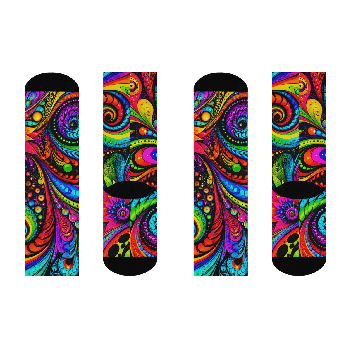 Psychedelic Swirl Crew Socks — Colorful Abstract Cushioned Socks