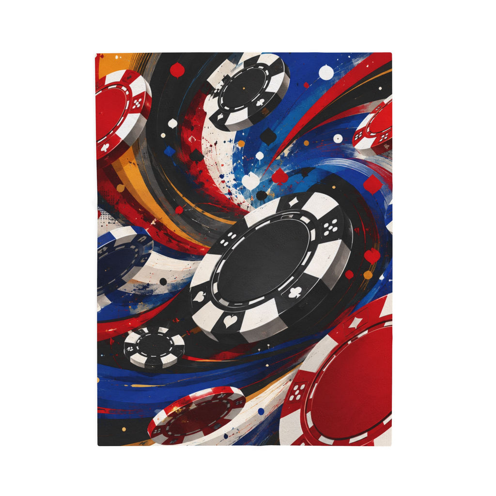 Casino Chips Velveteen Plush Blanket — Poker Night Throw for Gamblers & Game Rooms