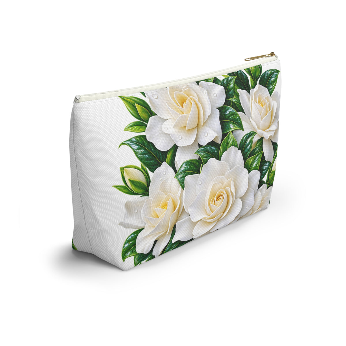Gardenia Floral Accessory Pouch — T‑Bottom Makeup & Travel Cosmetic Bag