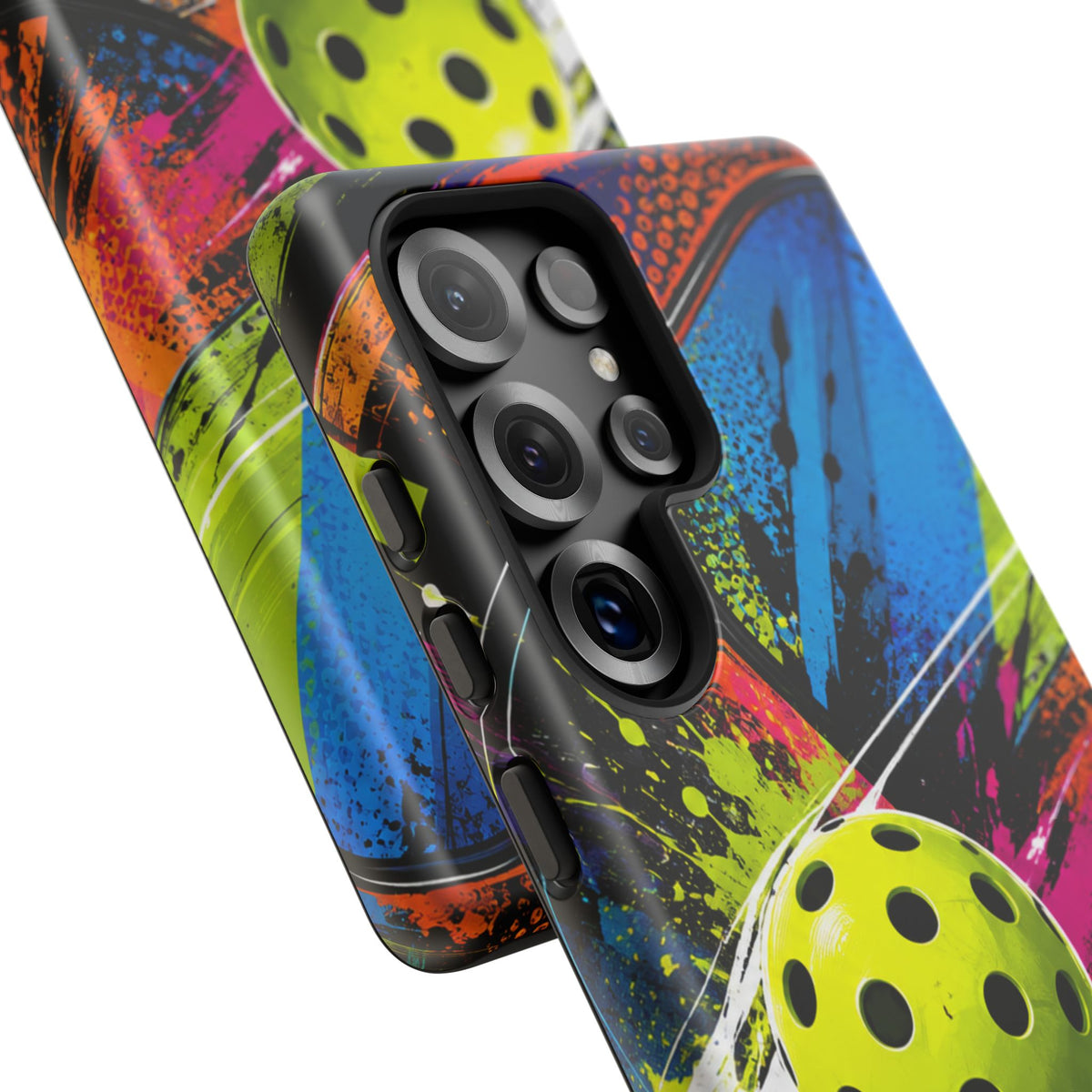 Pickleball Phone Case – Neon Paddle & Ball Splash Tough Case