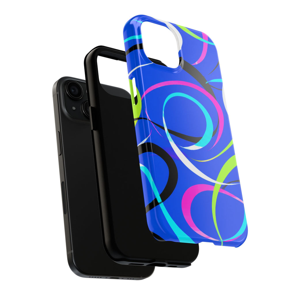 Tough Phone Case — Blue Abstract Swirl Protective Cover