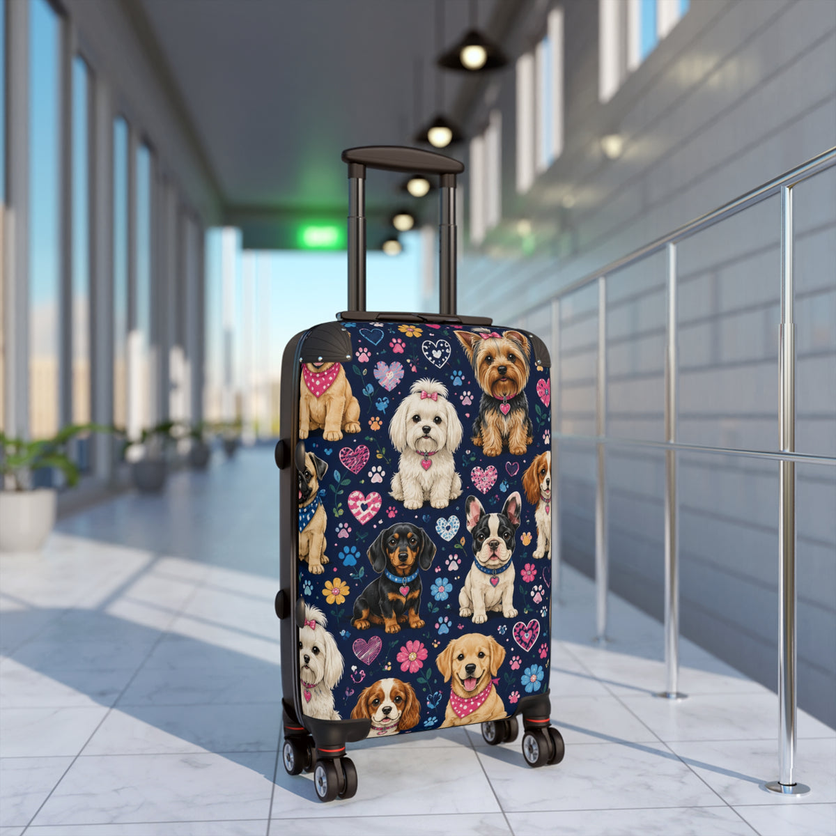 Cute Dog Pattern Carry-On Suitcase – Paw Print & Puppy Travel Luggage